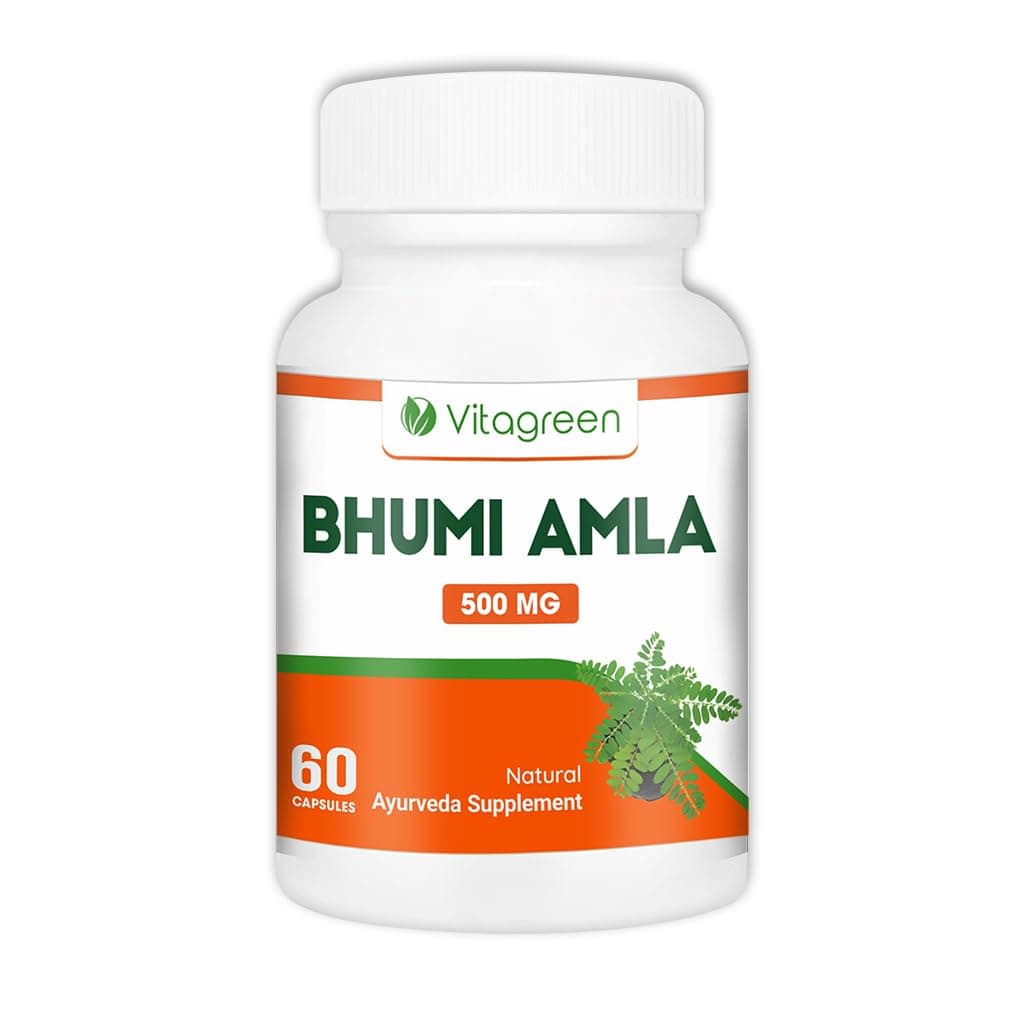 VitaGreen BHUMI AMLA Capsules For Liver Cleanse and Detox, Pure Ayurvedic, Natural, Herbal Supplement, 500 mg , 60 Capsules( Pack of 1 )