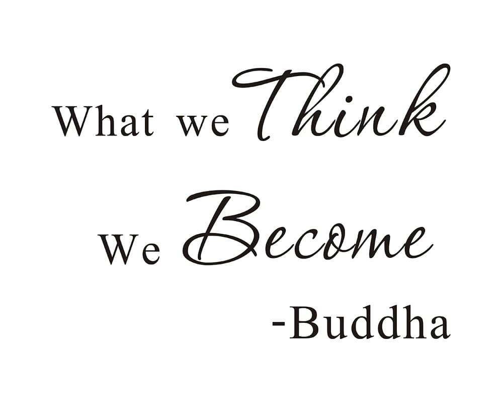 What We Think We Become Buddha Home Mural DIY Quote Saying Inspirational Vinyl Wall Sticker Decals Transfer Removable Words Lettering Uplifting (Size1: 11.4" x 7.8")