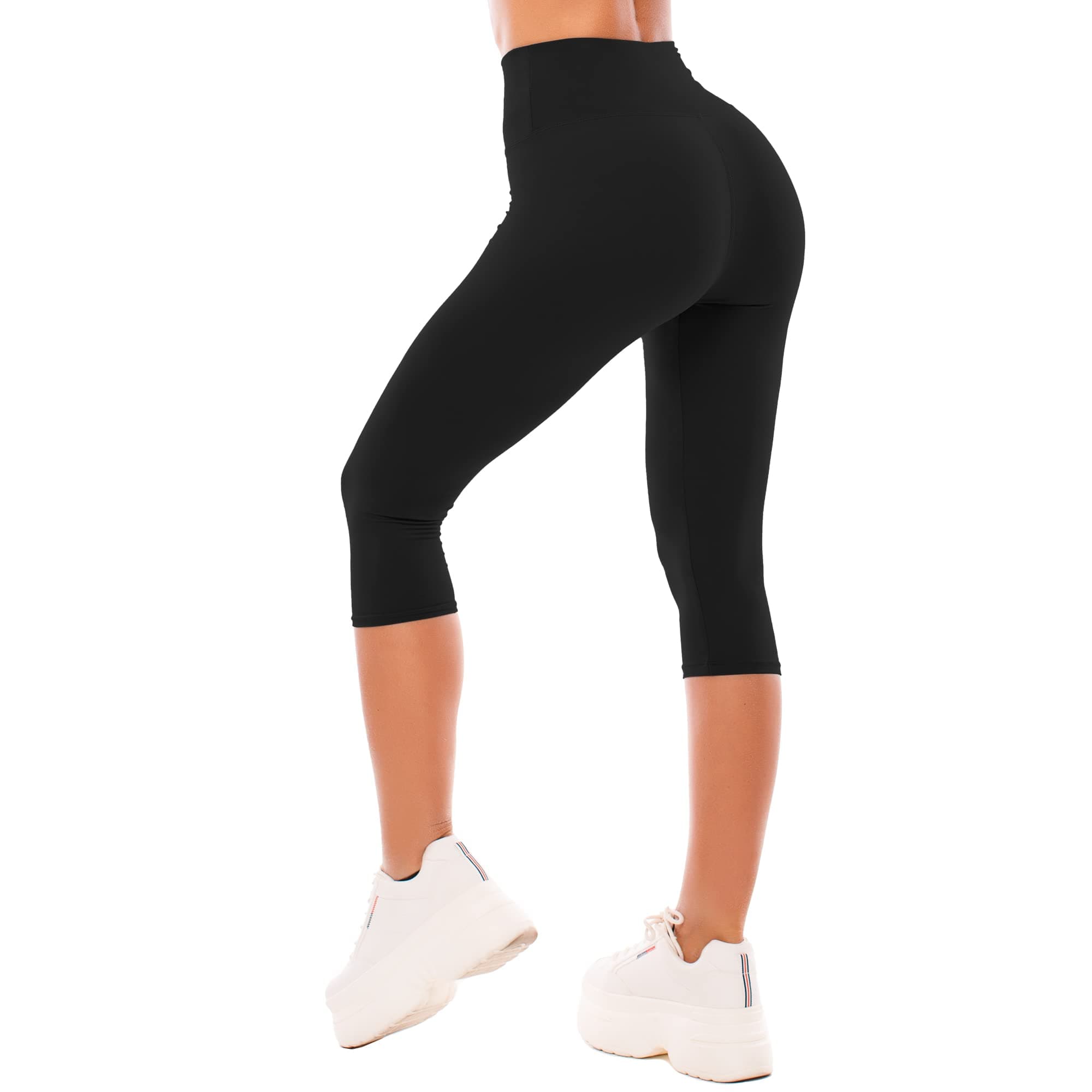 High Waisted Capri 3/4 Length Leggings for Women, Buttery Soft Elastic Opaque Tummy Control Leggings, Cropped Trousers for Workout Gym Yoga