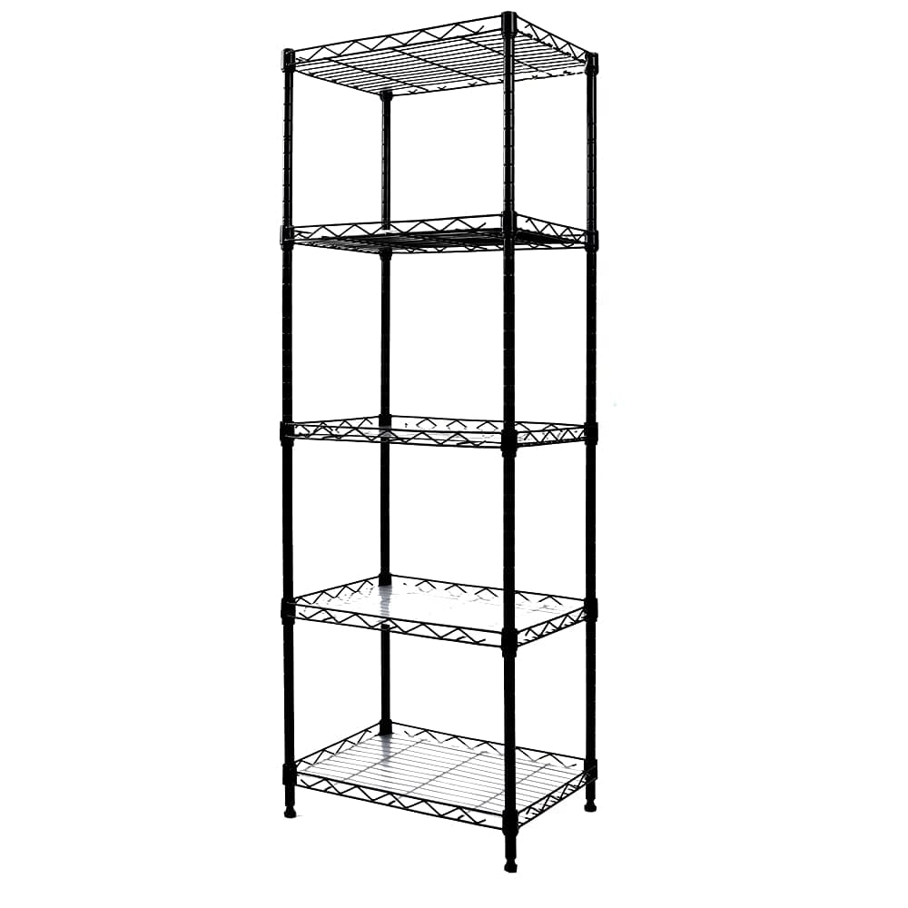 YOHKOH 5-Wire Shelving Metal Storage Rack Adjustable Shelves for Laundry Bathroom Kitchen Pantry Closet (16.6L x 11.8W x 48H,Matte Black)