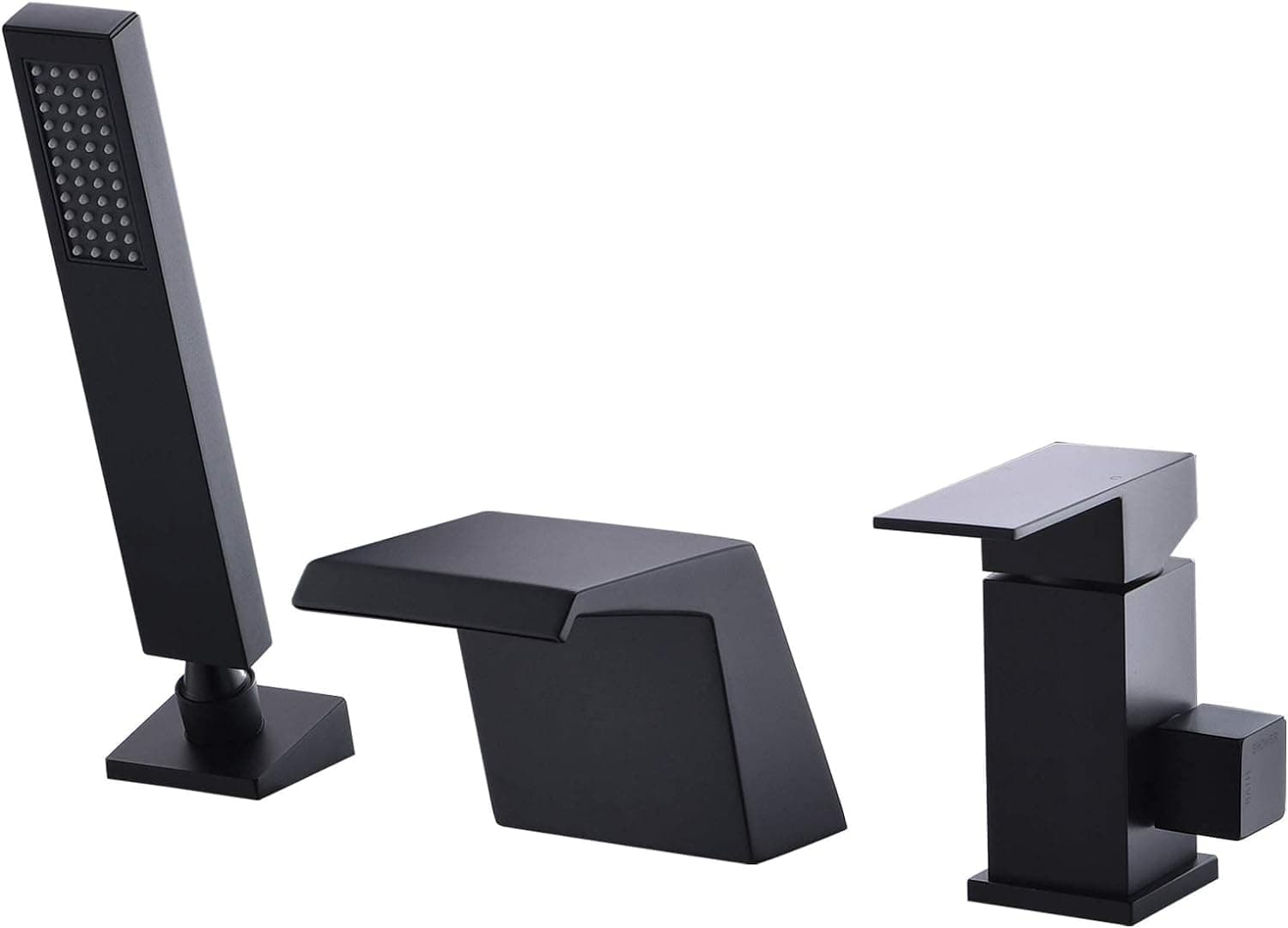 LIWEIKE Matte Black Roman Tub Faucet with Hand Shower, Waterfall Bath Tub Faucet with Handheld Sprayer 3 Hole Deck Mount