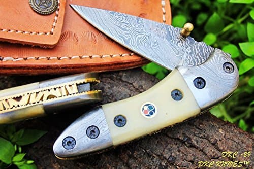 DKC Knives (7 7/18) DKC-29-DS Sting 7" Long, 4" Folded 6oz Damascus Pocket Folding Knife Hand Made