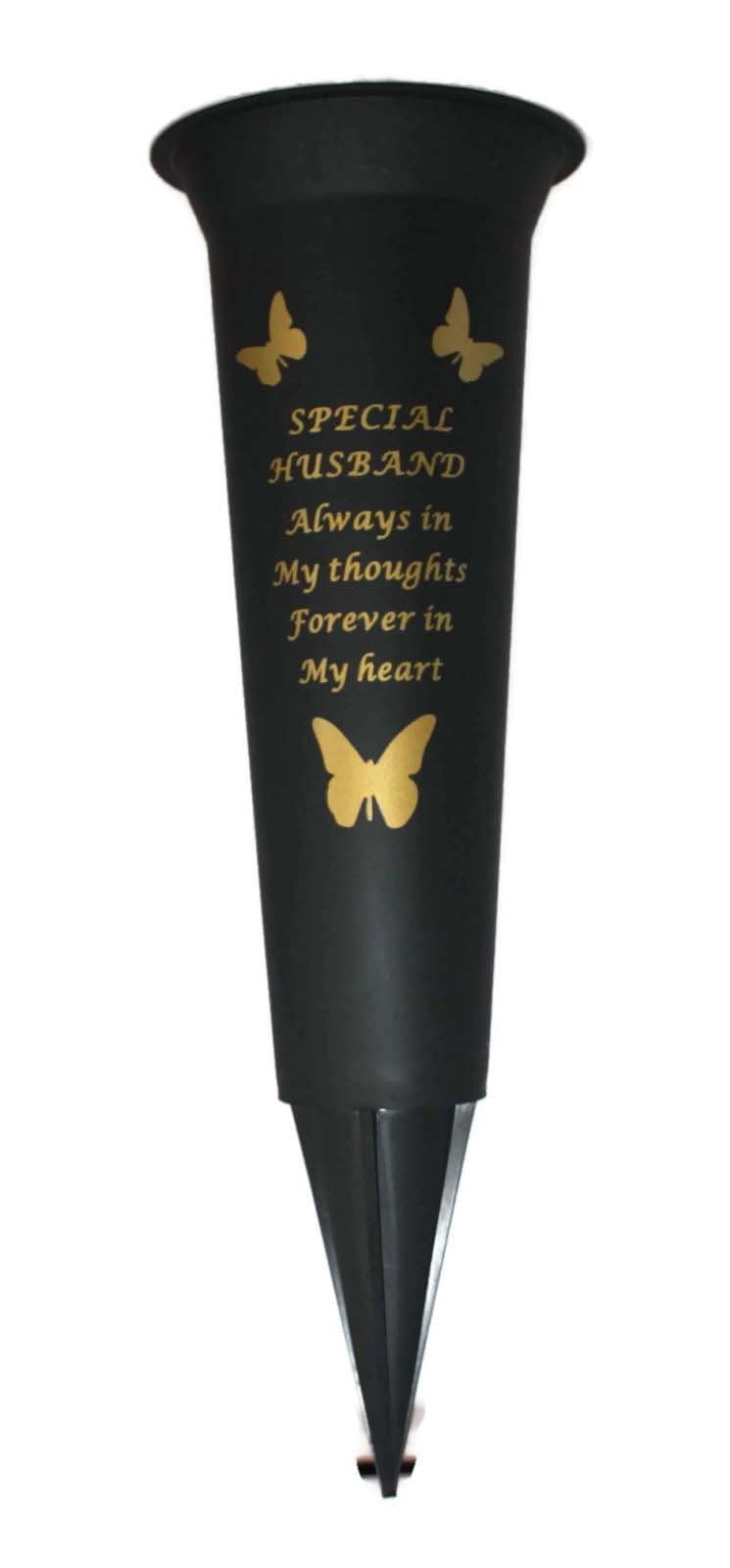 Special Husband Verse Graveside Memorial Grave Spiked Flower Vase by David Fischhoff