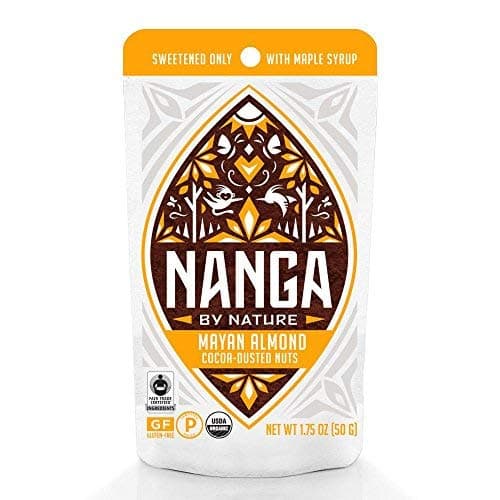 Nanga By Nature - Organic Chocolate Covered Almonds - Cocoa Dusted Mayan Almond - Paleo Snacks - Maple Sweetened - Fair Trade - Sprouted - Gluten Free - Vegan - 1.75oz Individual Pouch (10 pack)