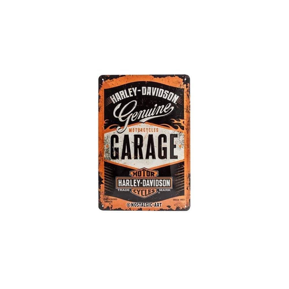 Retro Tin Sign – Harley-Davidson Garage – Gift idea for motorcycle fans, Metal Plaque, Vintage design for wall decoration, 20 x 30 cm