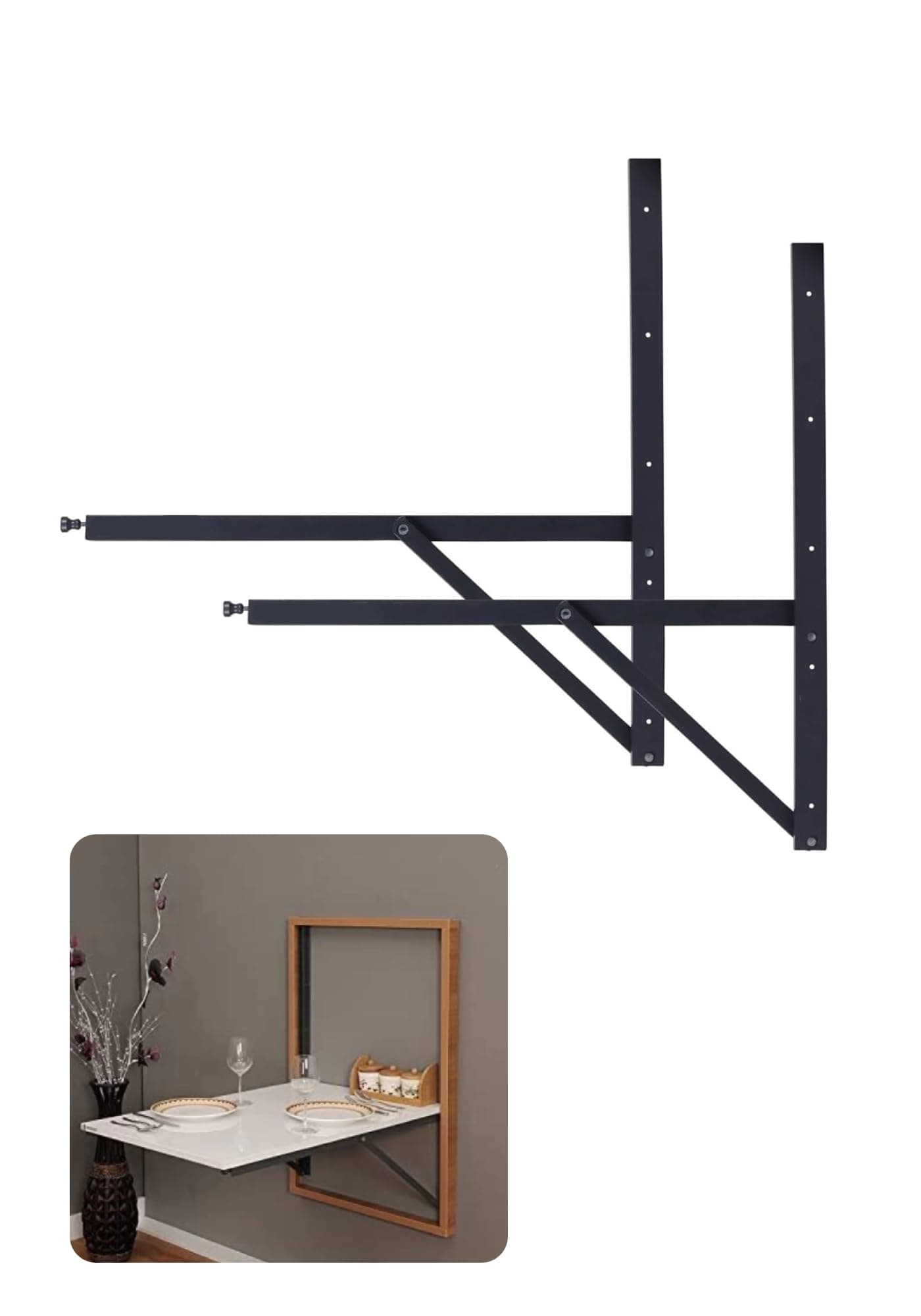 Dinning Foldable Hinge Brackets Shelf Brackets 4ft Dark Grey