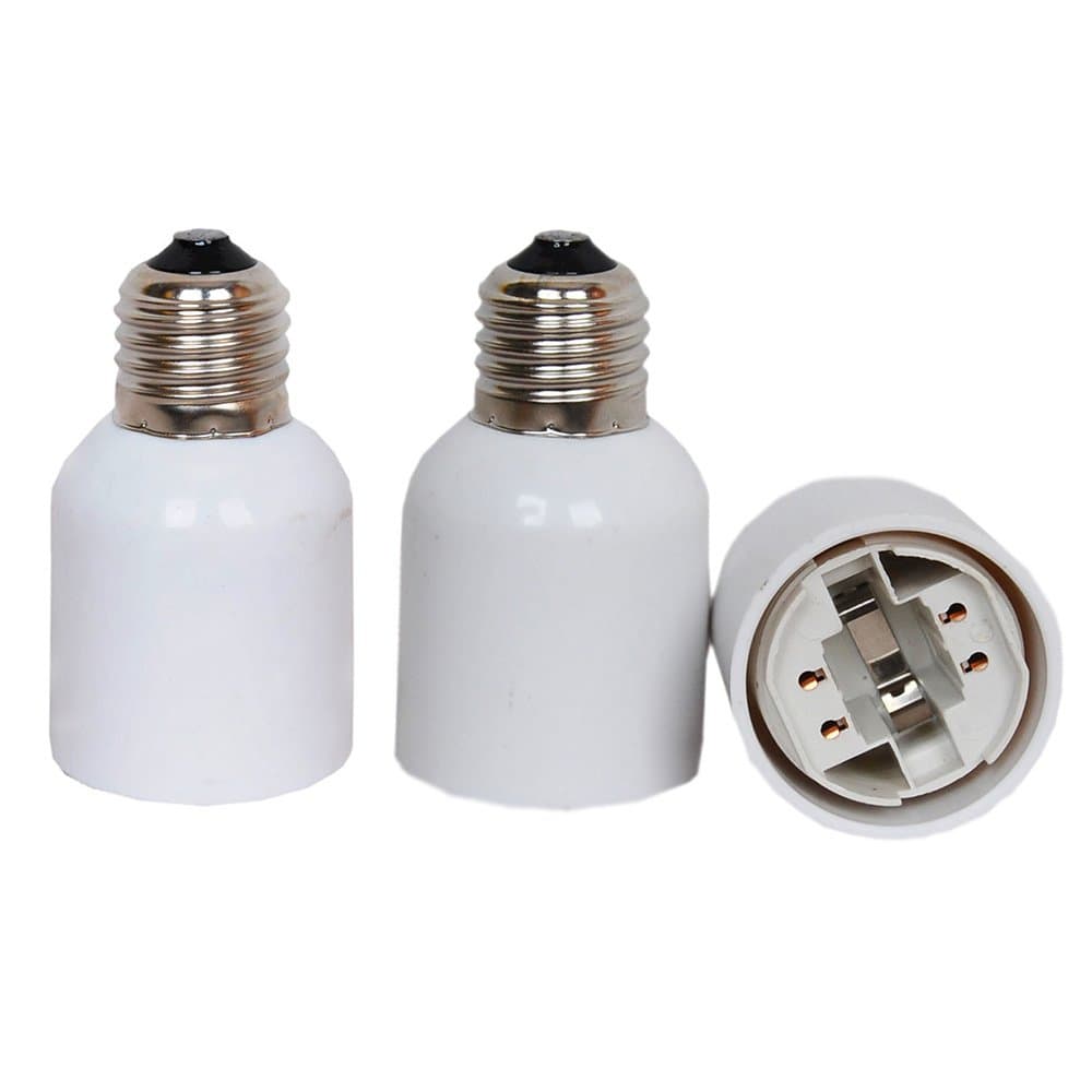 E27 to G24 Adapter,TWDRTDD 3 Pack E26/E27 Edison Screw to 4 Pin G24 Base Bulb Socket Adapter Converter
