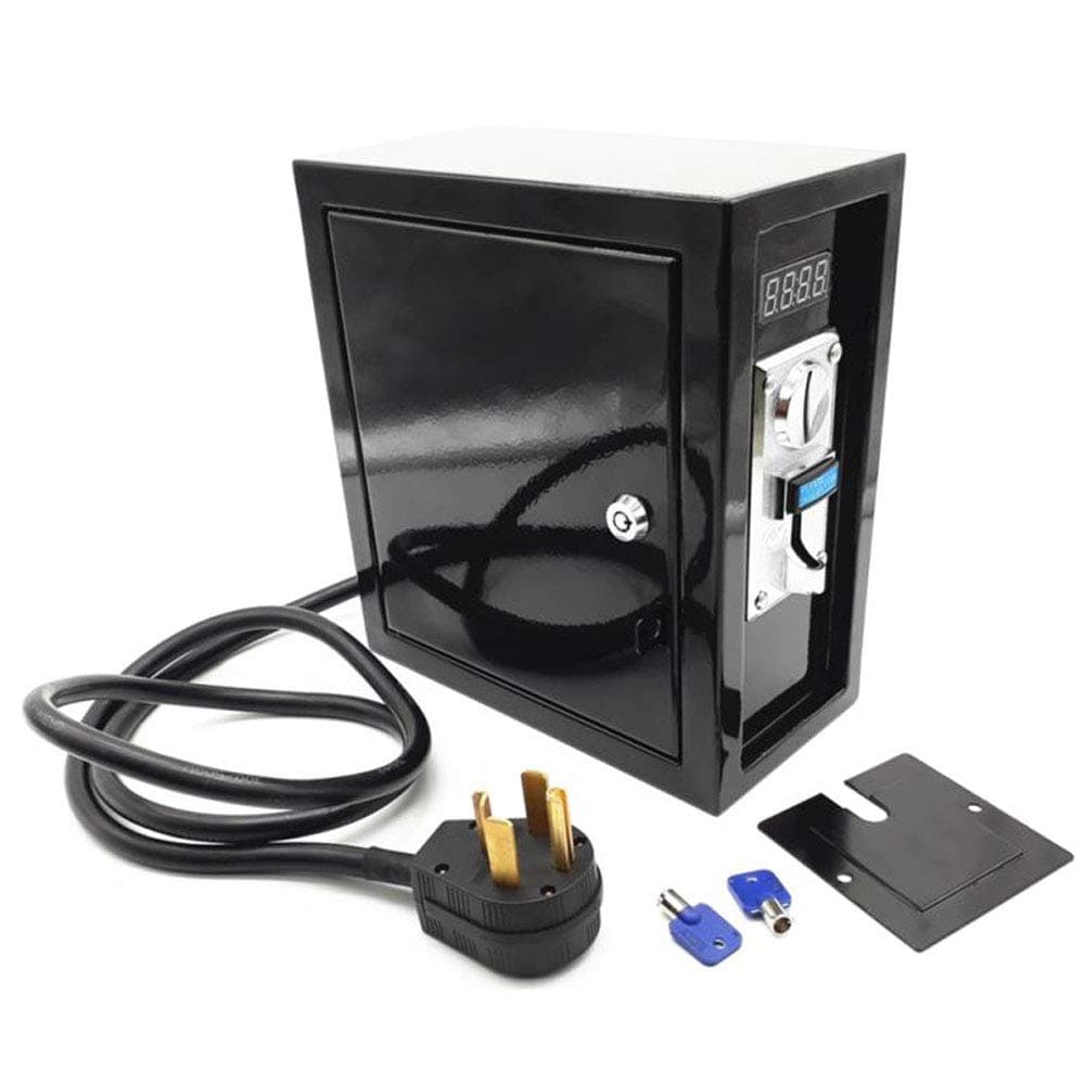 Electronic Timer Controll Box with 6 Kind Coins Selector Acceptor 220V Power Supply for Arcade Coin Operated Machine,Dryer (4 Pin US Plug)
