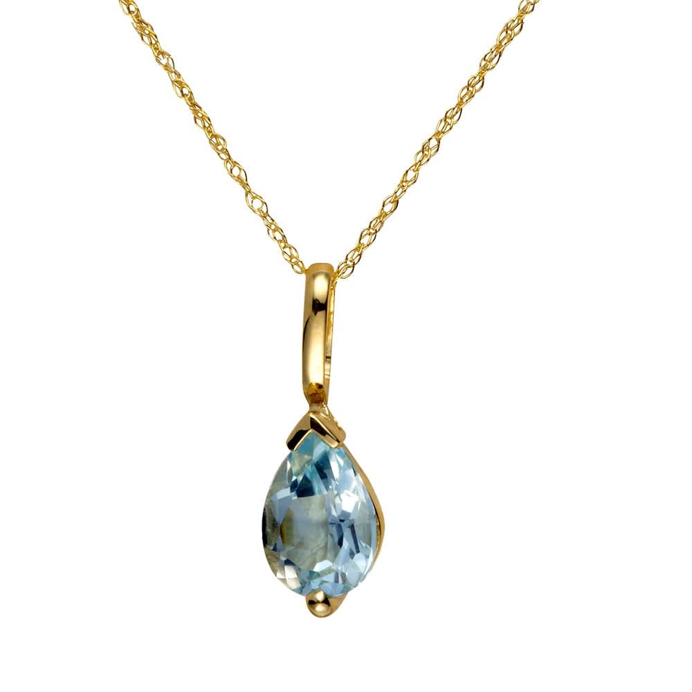 Women's 9ct Yellow Gold Tear Drop Pendant of Length 46 cm