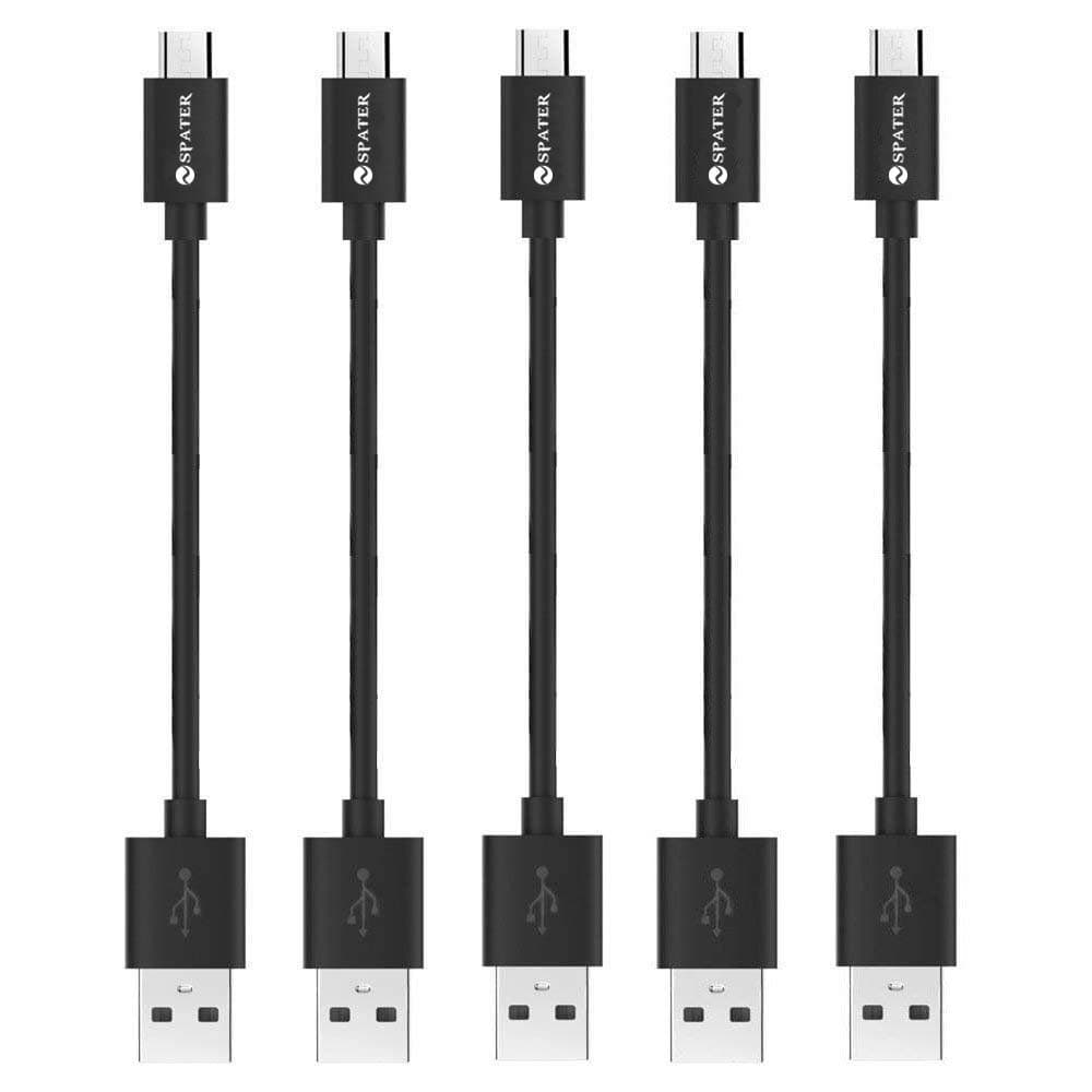 Spater 5-Pack 7-Inch Micro USB Cable, Fast Charging, Compatible with Samsung, HTC, Motorola, Nokia, Android, and More