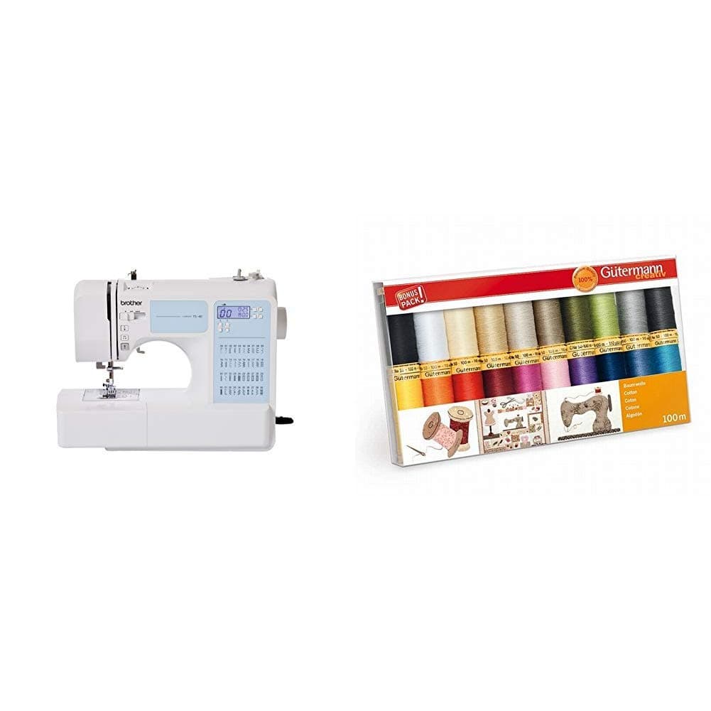 Brother FS40 40-Stitch Electronic Sewing Machine with Instructional DVD & Gutermann Thread Set, Multi-Colour, 100 m