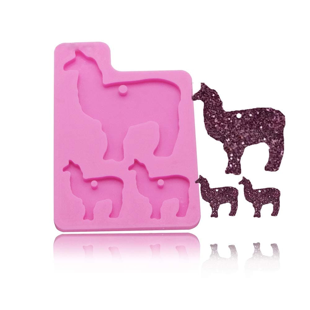 Mom Sheep Baby Lamb Alpaca Animal Keychain Silicone Mold with Hole DIY Candy Crystal Chocolate Ice Cube Gum Paste Handmade Cupcake Decoration Fondant Mold Pudding Jelly Shots Soap Mould Desserts