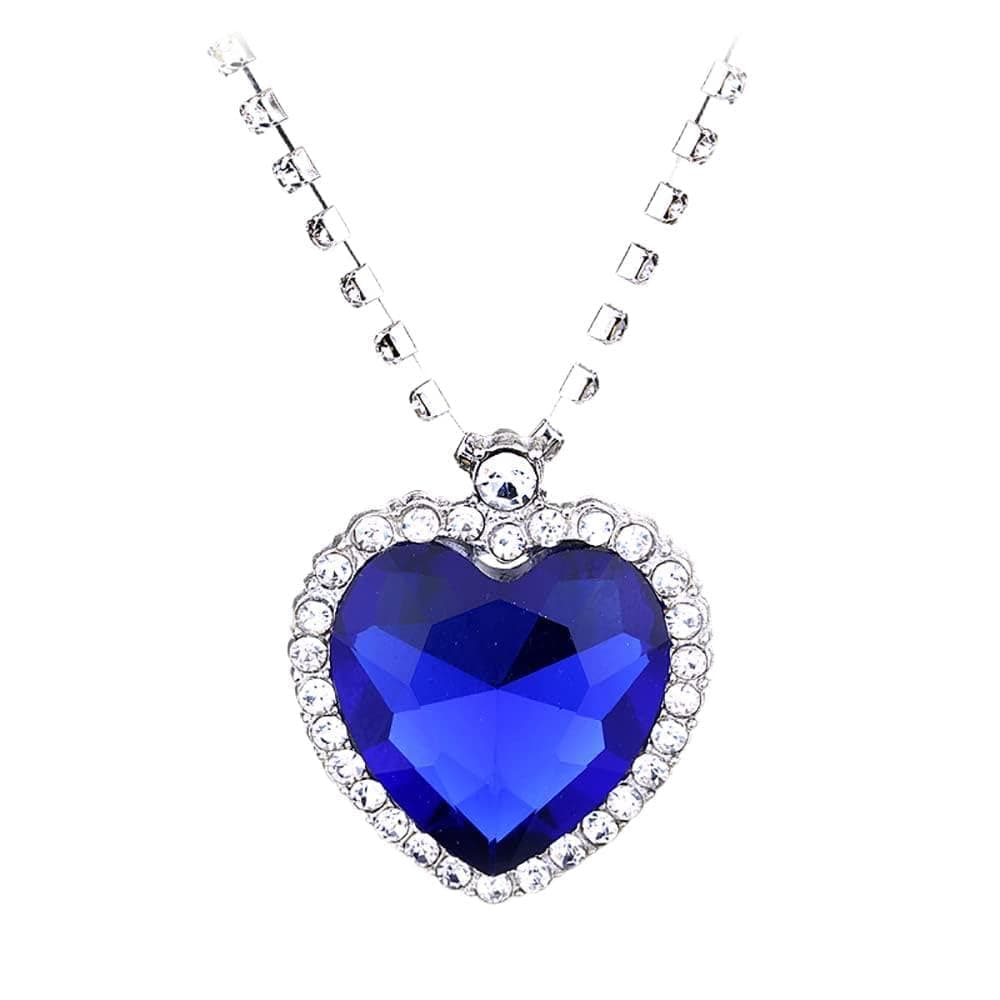 Titanic Heart Of The Ocean Love Heart Shaped Necklace With Royal Blue Crystal Pendant For Women Wife
