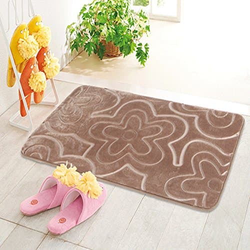 Lnxd 1Pcs Memory Foam Bath Mat Flower Pattern Bathroom Carpet Rug Non-Slip Bath Mat Badmat Banyo Paspas 8 Solid Colors 40X60Cm,Chocolate,400Mmx600Mm