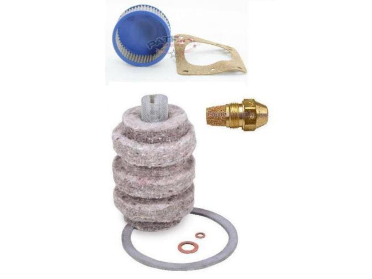 Oil Burner Tune Up Kit 1.00 Gallon 80° Hollow Nozzle, 1A-30 Original Wool (Felt) Oil Filter and"A" Pump Screen