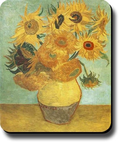 Compass Arts Imports Decorative Mouse Pad Art Print Painting Van Gogh Twelve Sunflowers