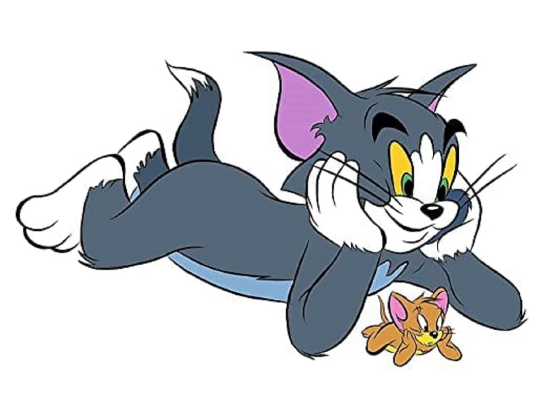 Big Tom and Jerry Cartoon Wall Sticker for Kids Room, Living Room, (Multicolor, Size -47Cm X 60Cm)