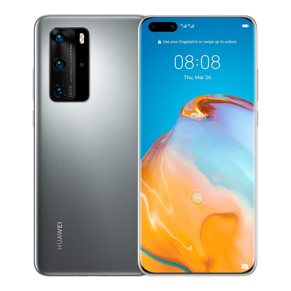 P40 Pro - Smartphone of 6.58" Overflow Display, IP68 (Kirin 990 5G, 50 MP Ultra Vision Leica Quad Camera, 12 MP Telephoto, 8 GB + 256 GB, 40W HUAWEI SuperCharge, Wi-Fi 6 Plus), Silver Frost