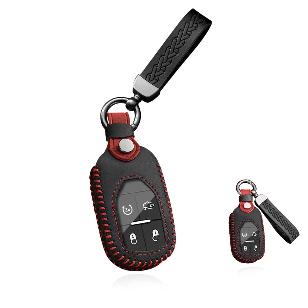 HIBEYO Key Fob Cover for for Maserati Ghibli Levante Quattroporte 2022 Car Key Case with Keychains Accessories Key Shells Replacement-Black