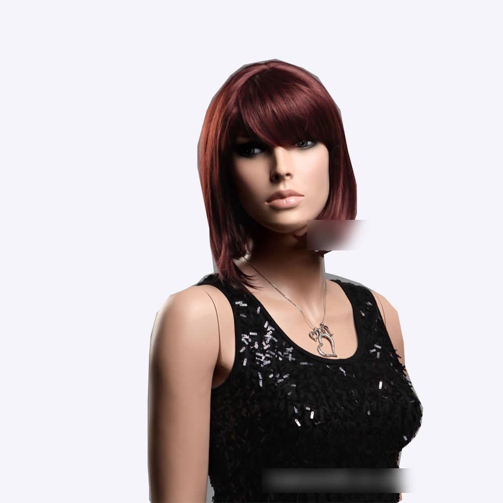 Sogood High-end American Popular Red Brown Oblique Bangs Bob Wigs For Women and Ladies Short Wigs Hair Wigs Lace Wigs Wigs Shop