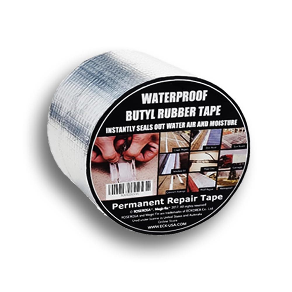 Professional Waterproof Butyl Rubber Tape External Aluminium Foil Suitable for Roof Leak, Surface Crack, Window Sill Gap, Pipe Rupture, Boat Sealing, Etc 10cm X 5meter WPBT-105M