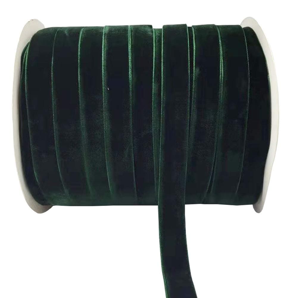 Tianying 10 Yards Velvet Ribbon Spool (Dark Green, 5/8")