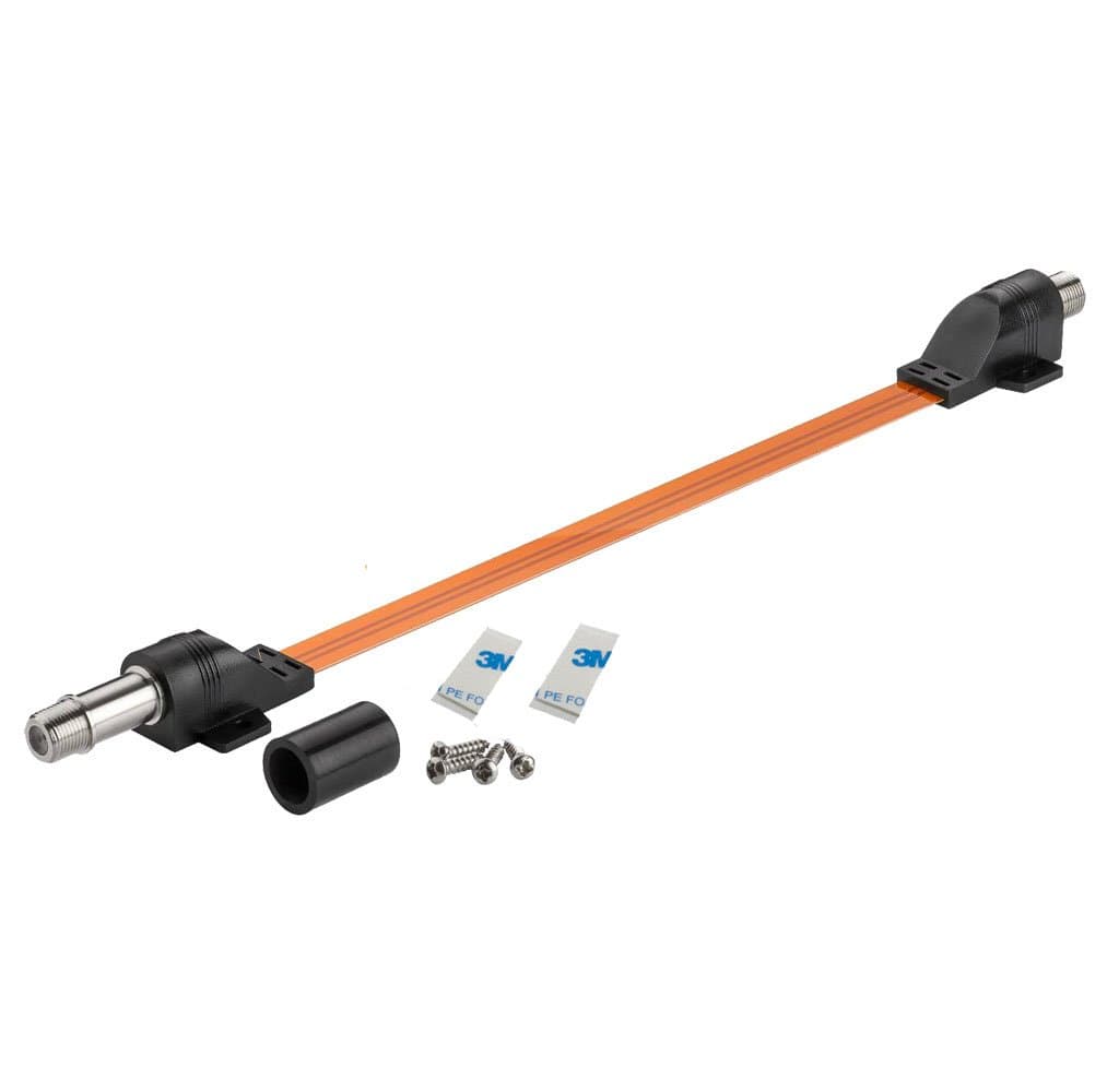 Elanx 1.7ft Water Proof Coax Jumper Cable, Paper Thin Cord for Mounting at Wall pass through Window or Door Frames,with 2pcs 3M Adhesive Stripes and Screws …