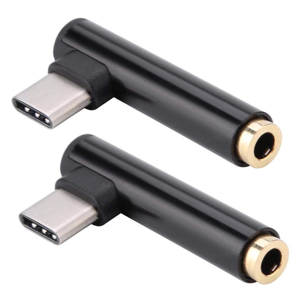2PCS USB C to 3.5mm Adapter,USB Type-C to 3.5mm Headphone Jack Audio Adapter Compatible with LeTV MIUI 6 8 MIUI note 3 Huawei mate 10,10Pro, etc (Black)