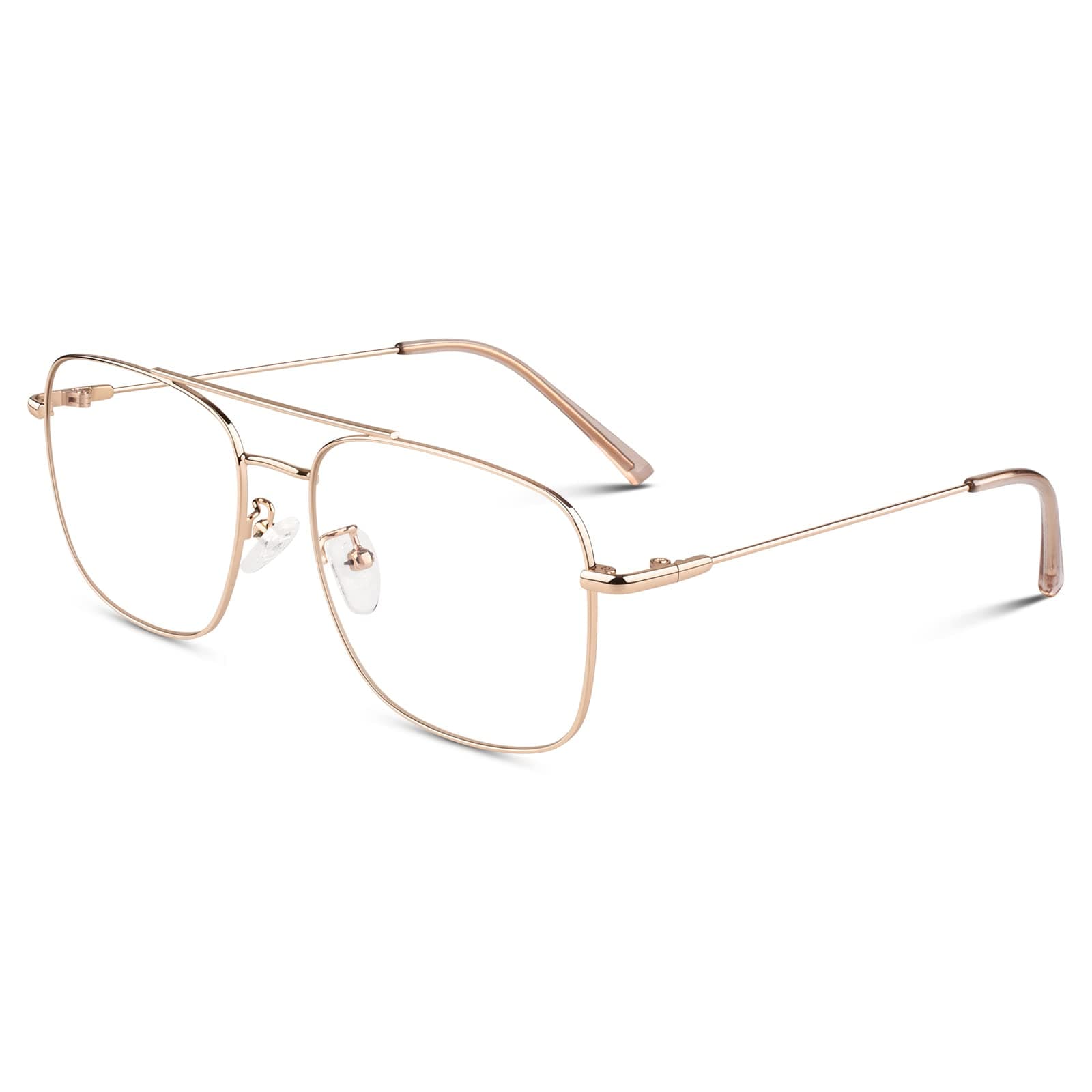 Fake Glasses Pilot Style Retro Fashion Metal Frame Non-prescription Clear Lens Eyeglasses Women Men UV400