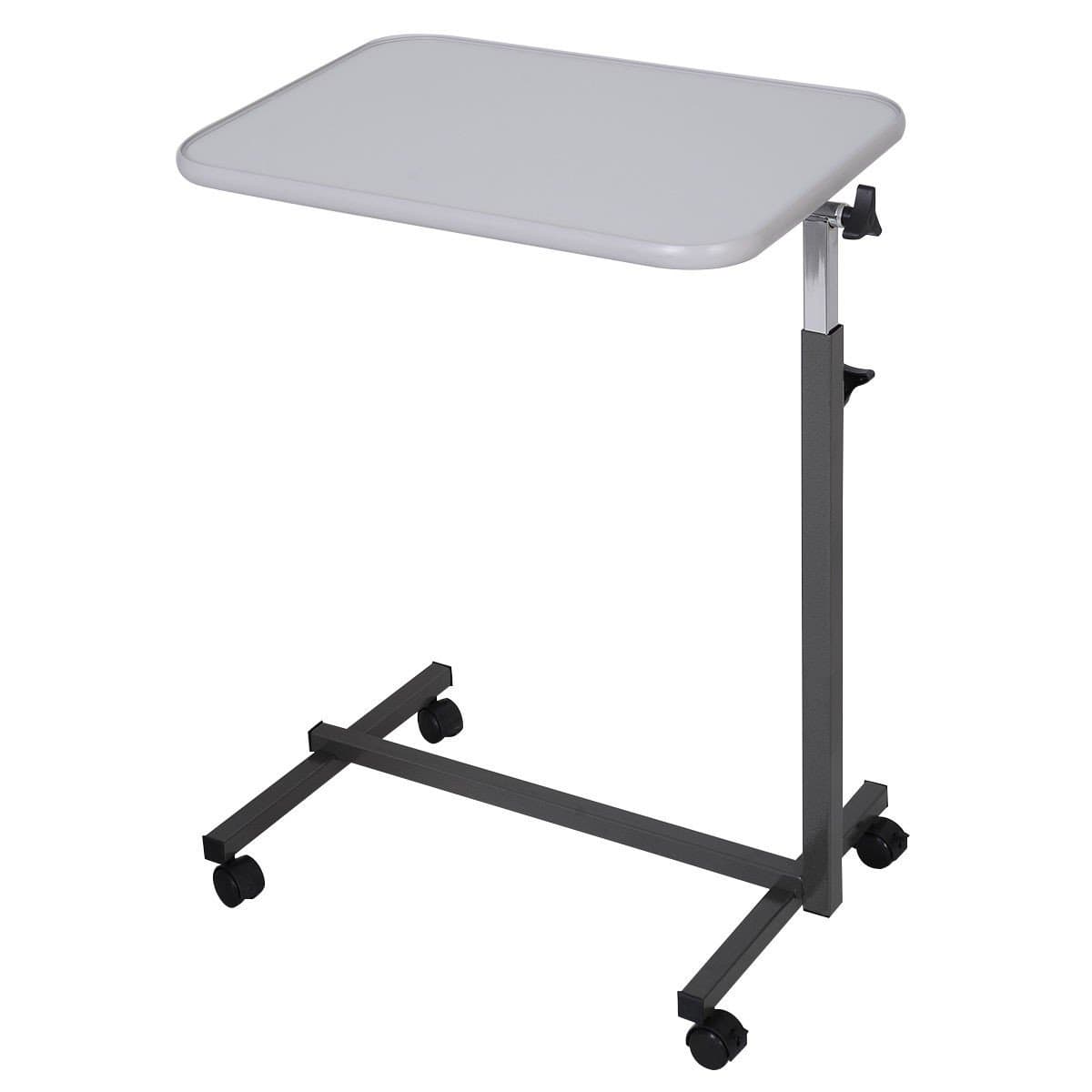 DreamHank Medical Adjustable Overbed Table with Wheels for Hospital and Home Use (Gray)