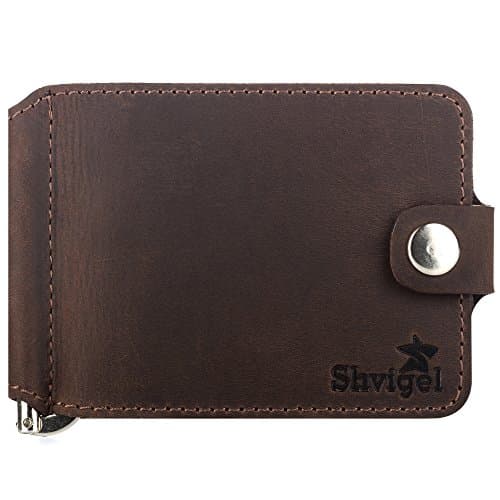 Shvigel Slim Wallet Money Clip - Genuine Leather - Thin Minimalist Wallet - Front Pocket Wallet for Men & Women
