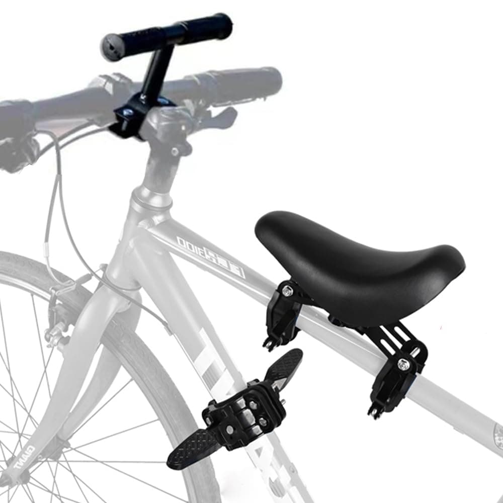 Detachable Front Mounted Kids Bike Seat with Handlebar & Foot Pedals for Children 2-5 Years, Toddler Bike Seat for Adult Bicycle, Secure & Comfortable Bike Attachment for Kids