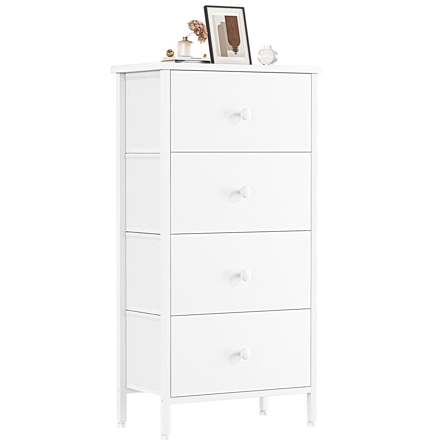 White Dresser for Bedroom, Small Dresser Storage Drawers, 4 Drawer Dresser Kids Dressers Chest of Drawers for Closet,Bedroom Dorm Modern