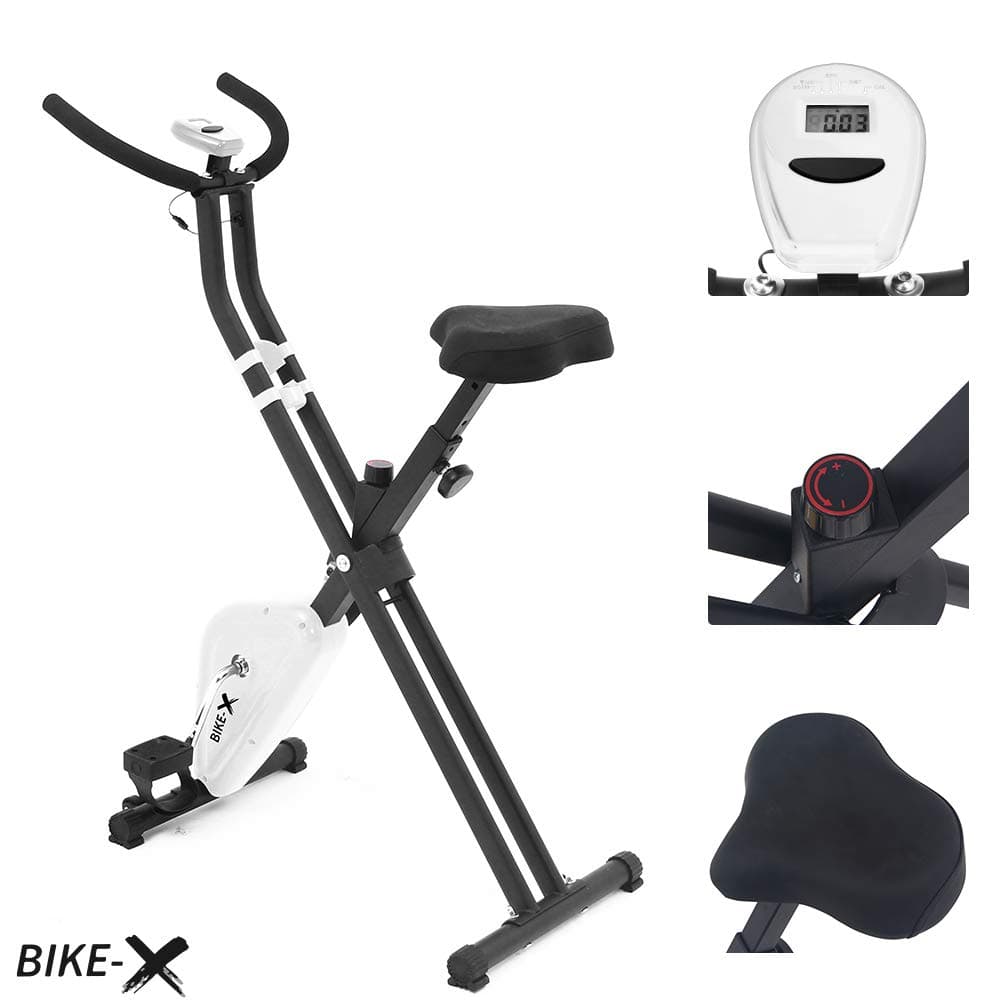 ESPRIT BIKE-X Fitness Belt Driven Foldable Exercise Bike Fitness Cardio Workout Weight Loss Machine (White)