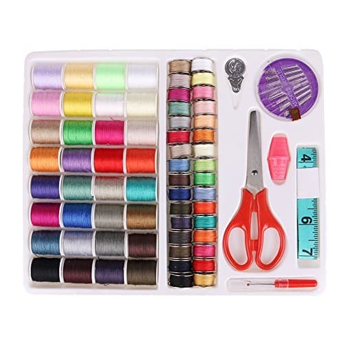 YIR 100-in-1 Essential Sewing Tools Kit Sewing Travel Kit Portable 64 Color Sewing Machine Line