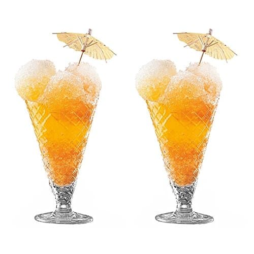 Bormioli Rocco Gelato Ice Cream Sundae Glasses - Set of 2 - Ice Cream Cone Shaped Sundae Dishes