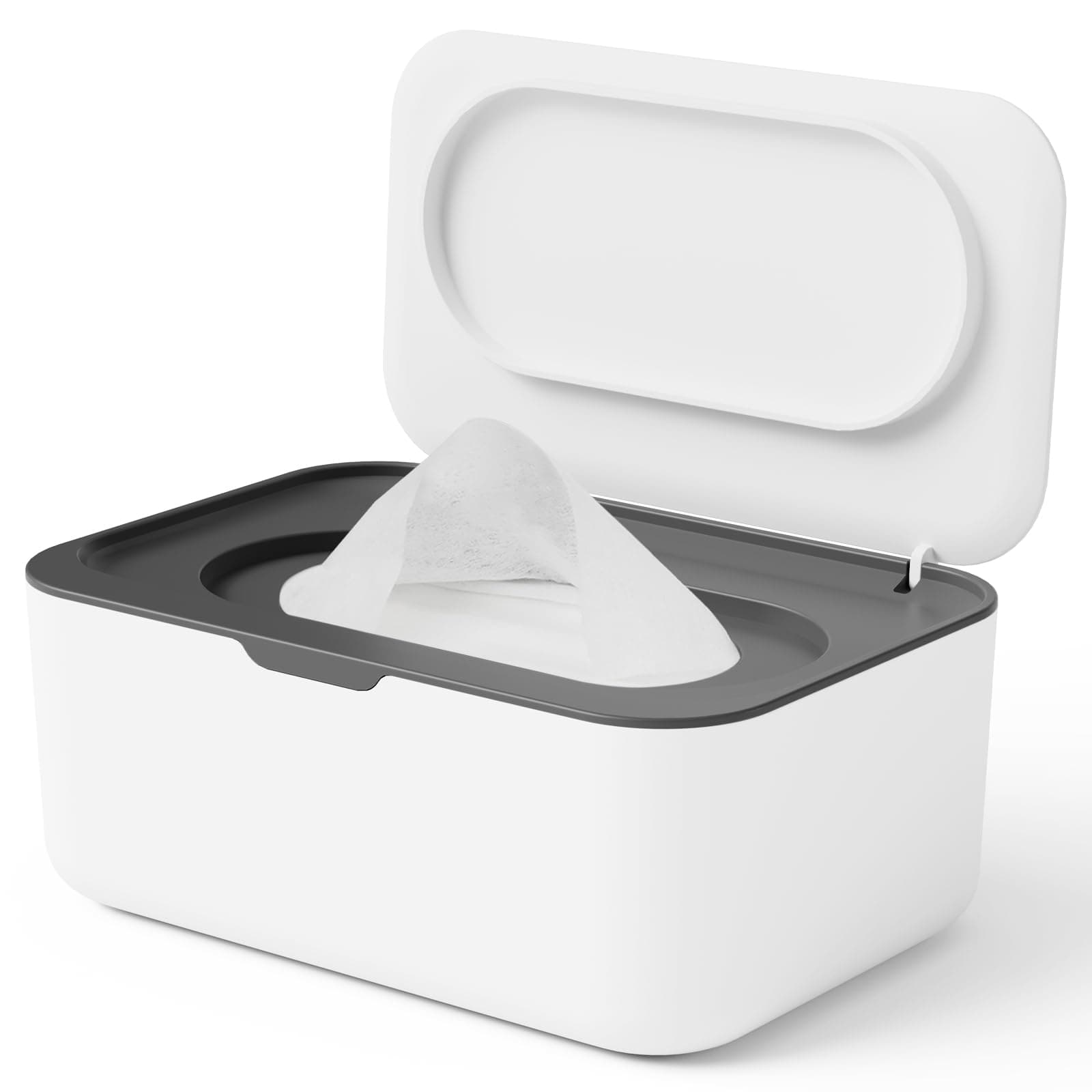 Wipes Dispenser, Wipe Holder for Baby & Adult, Seposeve Refillable Wipe Container, Keeps Wipes Fresh, One-Handed Operation. Non-Slip, Easy Open/Close Wipes Pouch Case, (Grey)