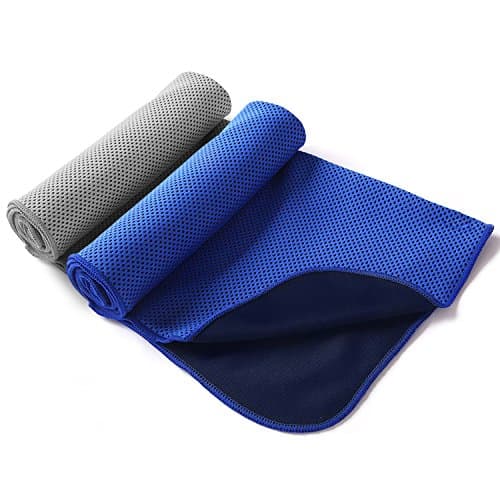 Cooling Towel Summer Ice Cooling Sweat Sports Towel Absorption Quick-Dry Towel Microfiber Sport Equipment Fabric Running Gym Fitness Yoga Climbing Exercise Outdoor Ultraviolet Proof 2-in-1 Pack-Blue