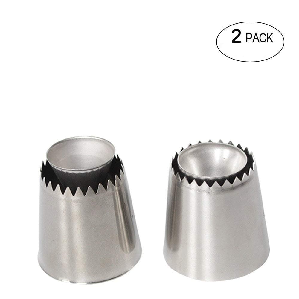 KUZLO Blistered Sultane Nozzle Russian Piping Tips Baking Cookies Mold Kits Icing Nozzles Cake Decorating Supplies Pastry Tips Kitchen Gift Stainless Steel 2 Pcs/Set