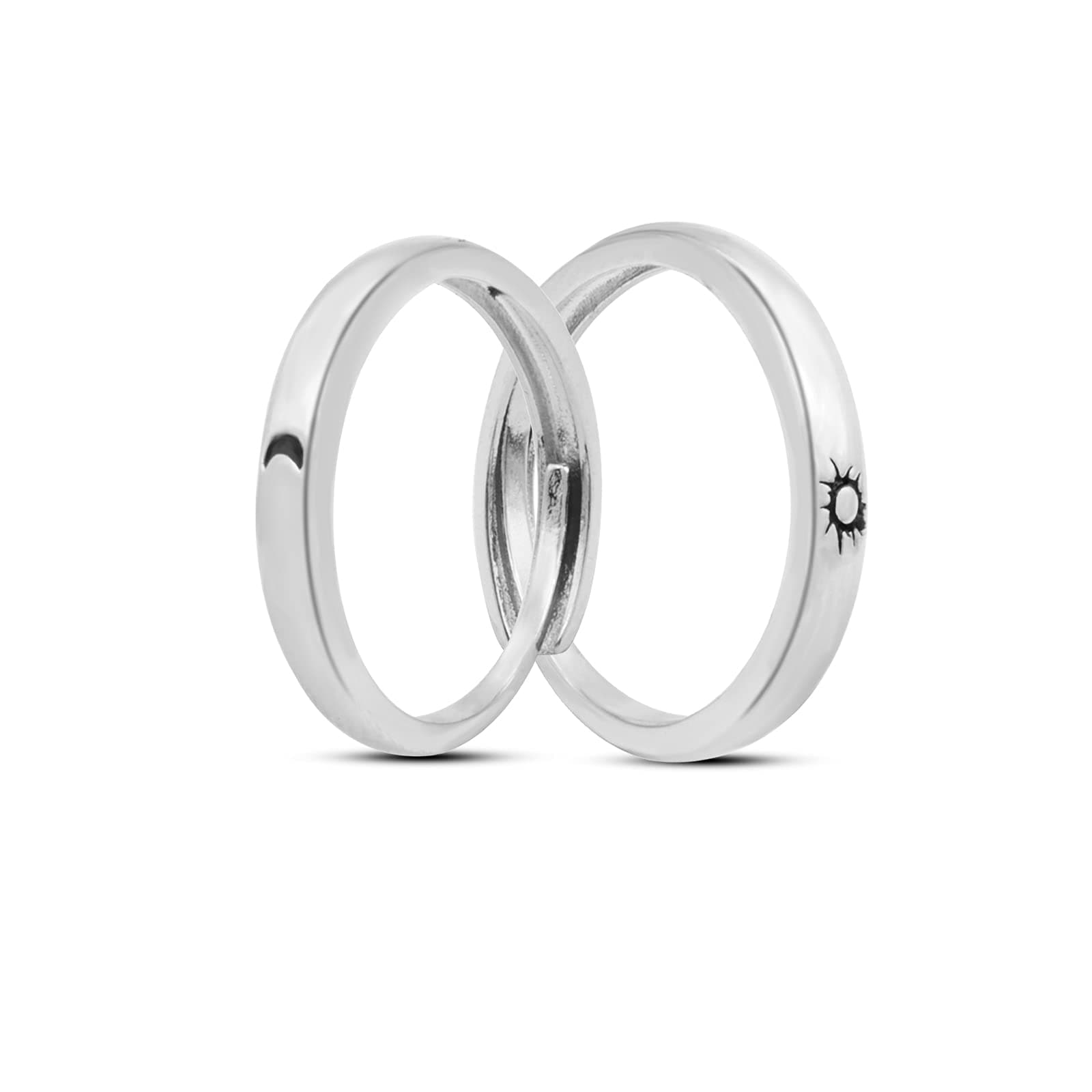 FUTIMELY Sun Moon Couple Matching Rings for Women Men,Open Adjustable Couple Friendship Stackable Ring Sets Simple Engagement Wedding Statement Ring Jewelry (Sun Moon lovers rings 2)