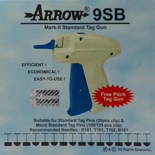 Arrow Standard 9SB Mark II Tag Guns +1 Extra Needle +1000 White Barbs (Fasteners) Combo 15, 25, 50, 75mm (250 EACH) Price Label Clothing Tagging Attacher with Steel Needle