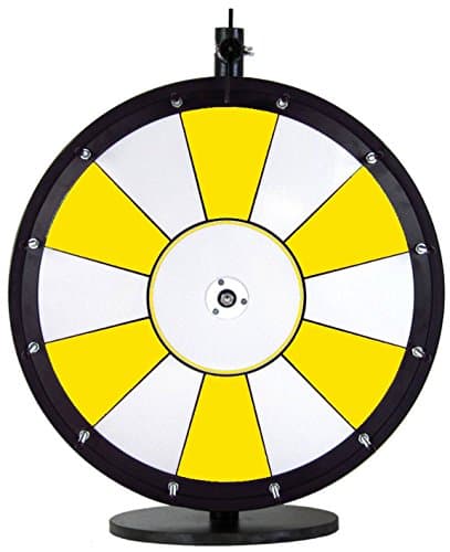 Dual and Triple Color Tabletop Dry Erase Prize Wheel – 18 Inch Desktop Spinning Wheel, Durable Wood, Balanced for Fair Odds, Trade Show Booth Raffle, Fundraiser, Baby Shower (Yellow, 18")