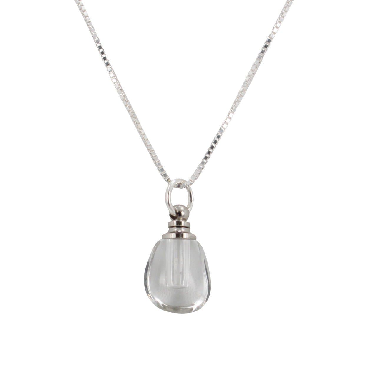 Tiny Teardrop Glass Essential Oil Diffuser Necklace on 18 Inch Sterling Box Chain, Choose Your Color, 6371