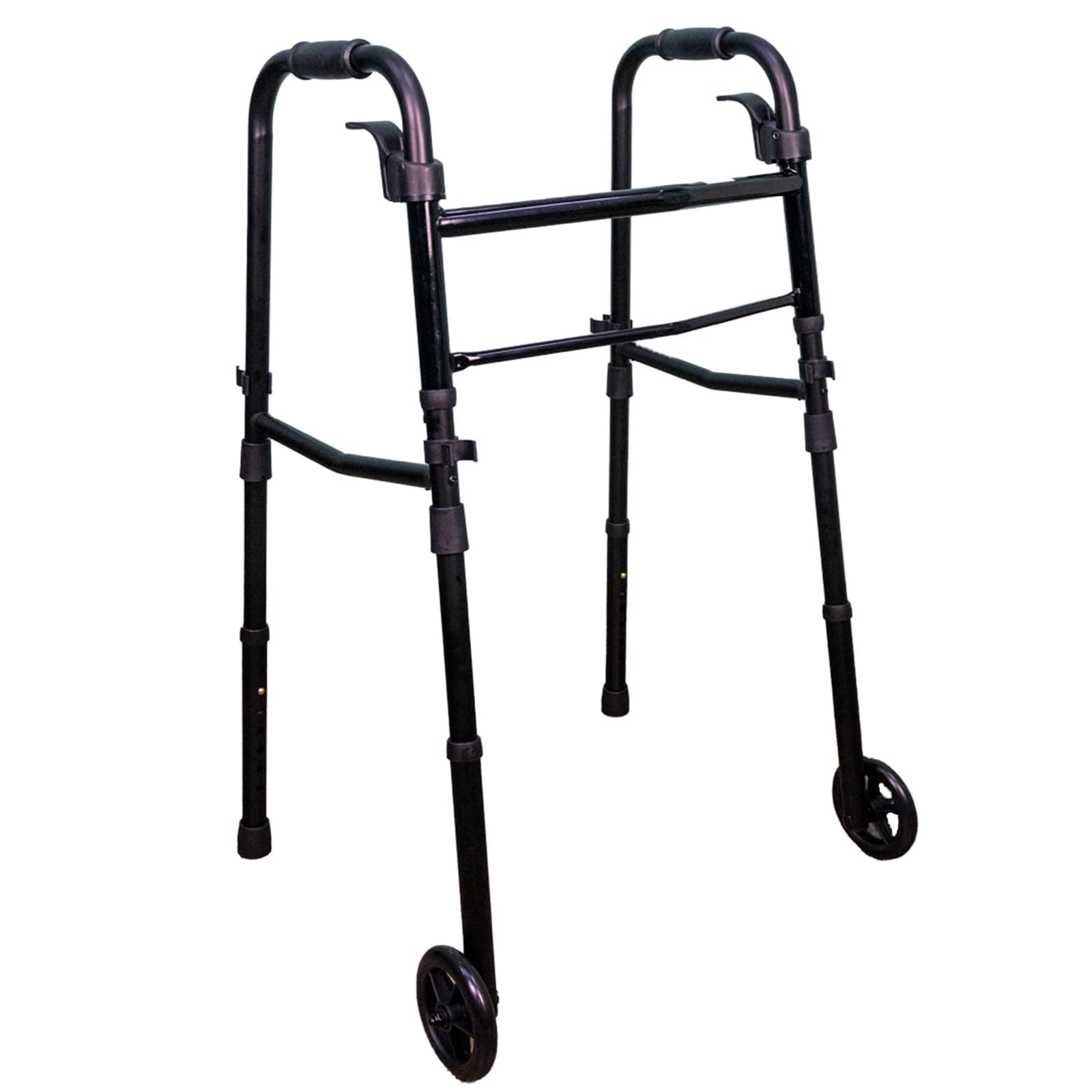 Lightweight Height Adjustable Foldable Walker for Seniors, Adults & Patients | Aluminum & Foldable Walker With Wheels | Outdoor and Indoor,Travel - Black