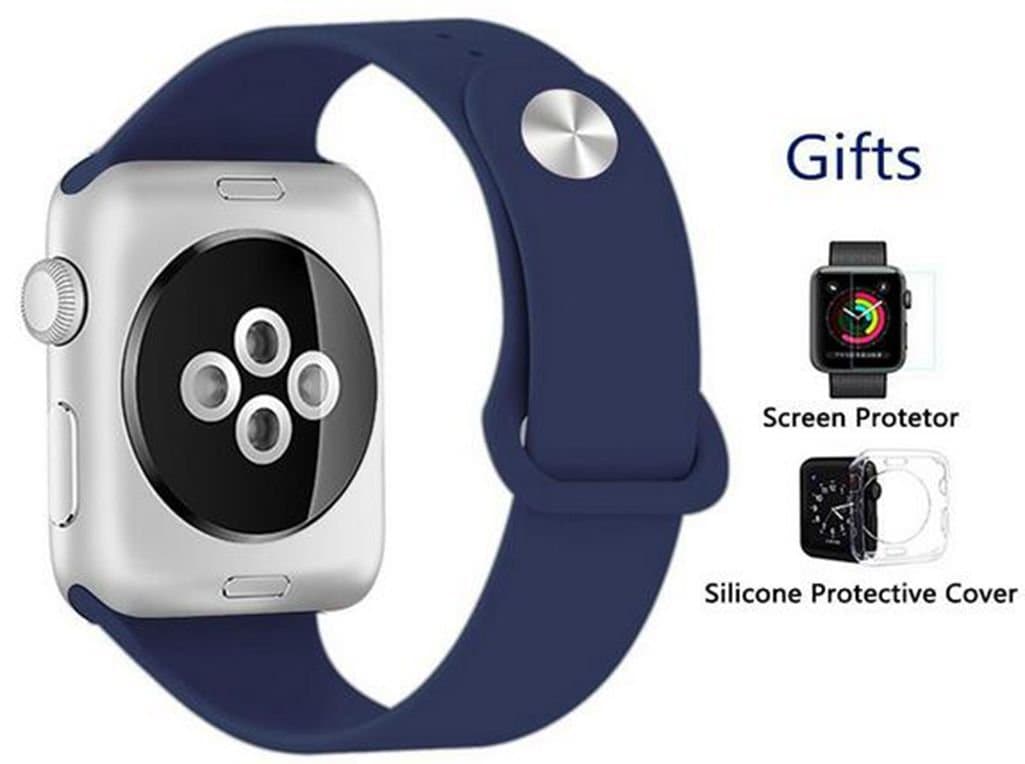 Kortusa Watch Band 42mm Silicone Soft Sport Replacement watch Band for Watch Series 1 Series 2 Series 3 Navy blue