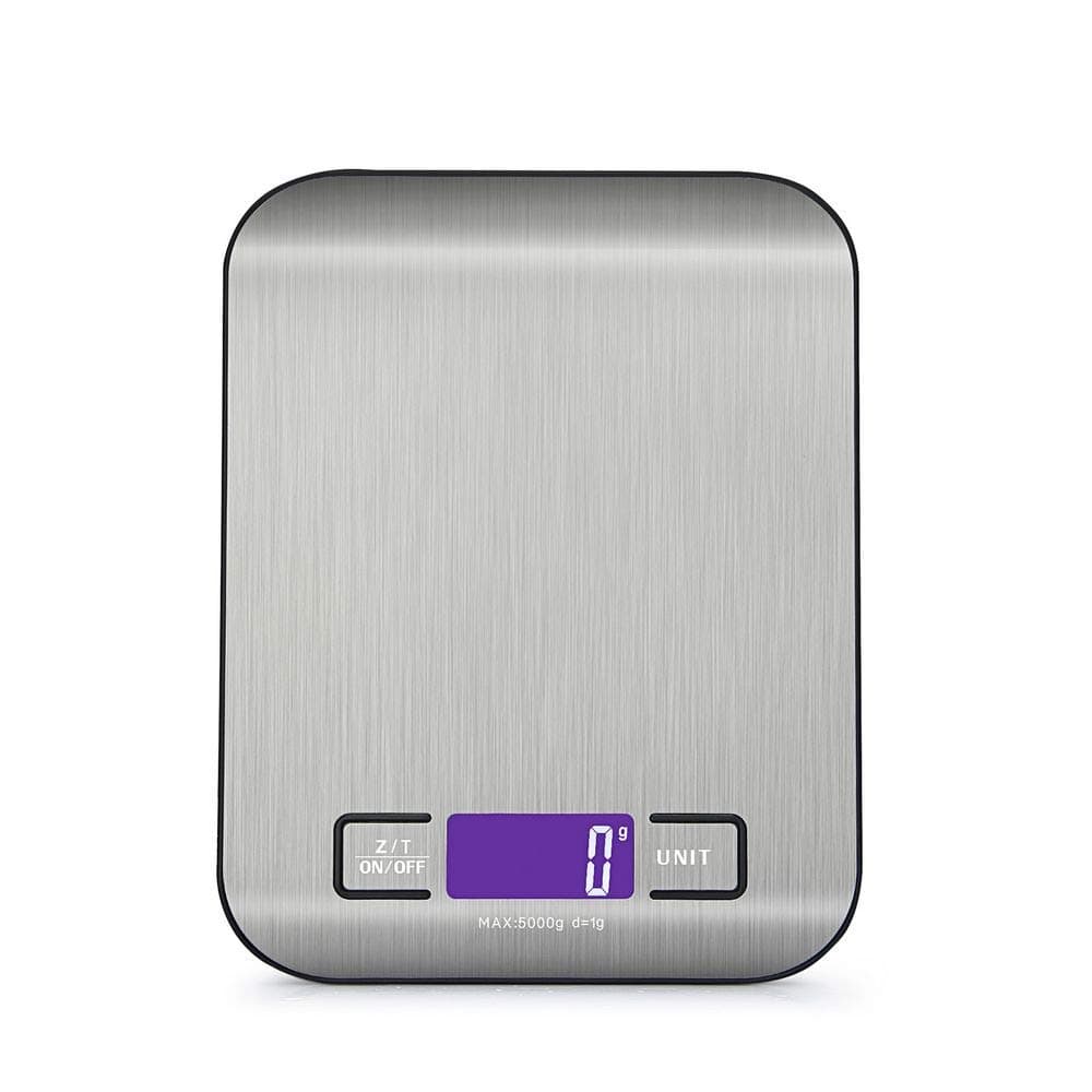 Upgraded Digital Kitchen Food Scale Multifunction Small Scale, Back-lit LCD Display, 0.04oz/1g Increment, 11 lb 5 kg, Food Grade 304 Stainless Steel (Batteries Included)