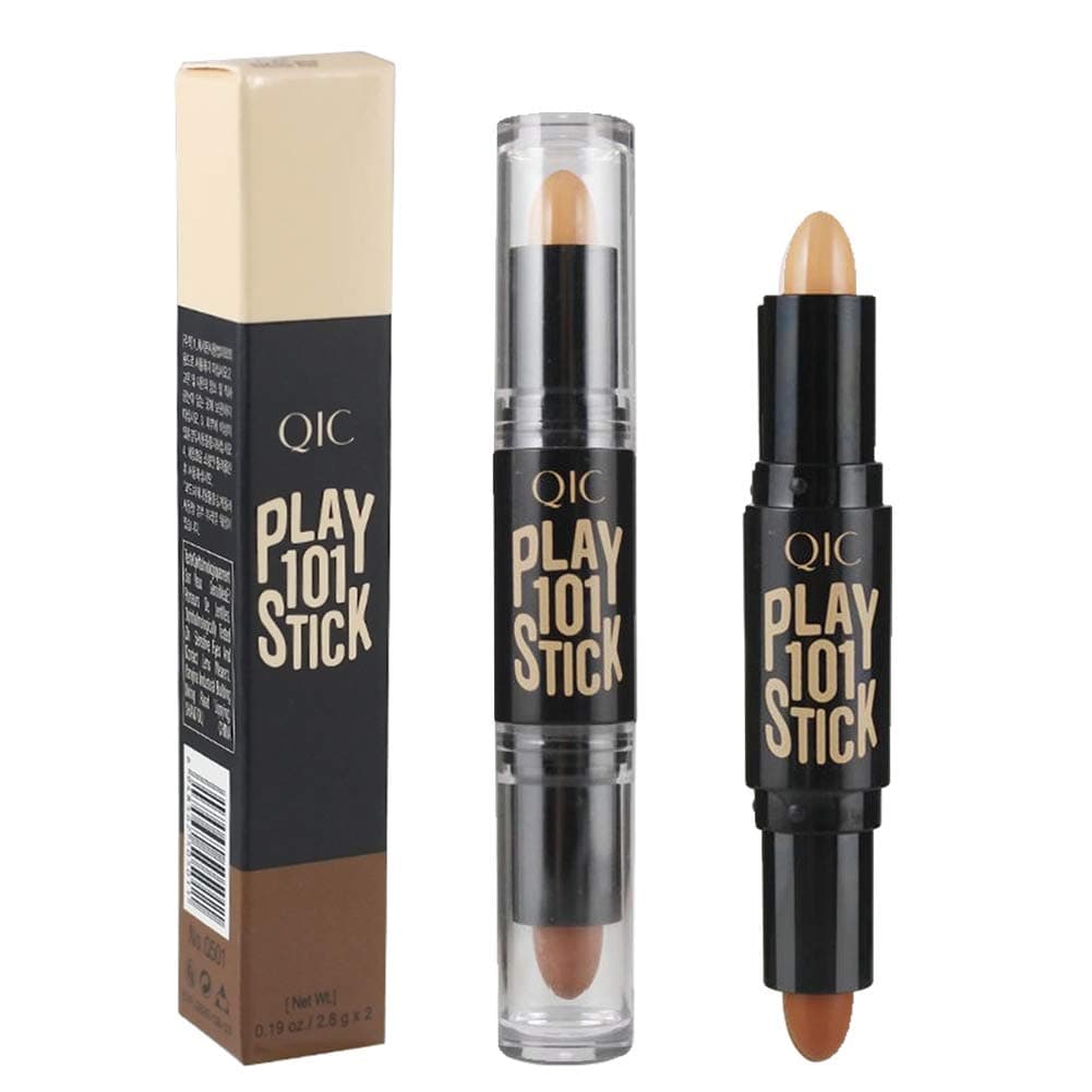 Double-Head Make up Concealer Contouring Face Highlighters Sticks, Highlighter Three-Dimensional Face Brightening Pen (Natural-Light Coffee)