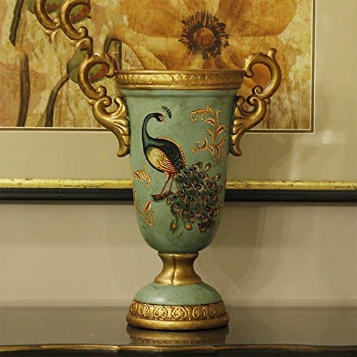 KTYXDE American Home Green Peacock Ceramic Ear Trophy Vase Crafts 1 Crafts Ornaments