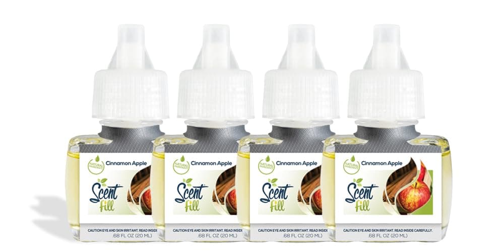 Cinnamon Apple Plug in Air Freshener, 4 Scented Oil Refills