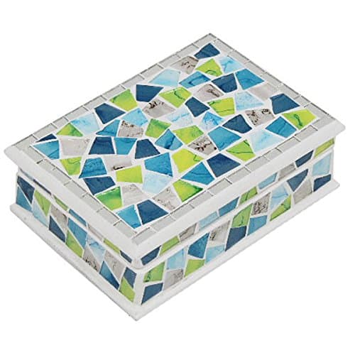 Jewellery box mosaic with mirror turquoise/blue/green
